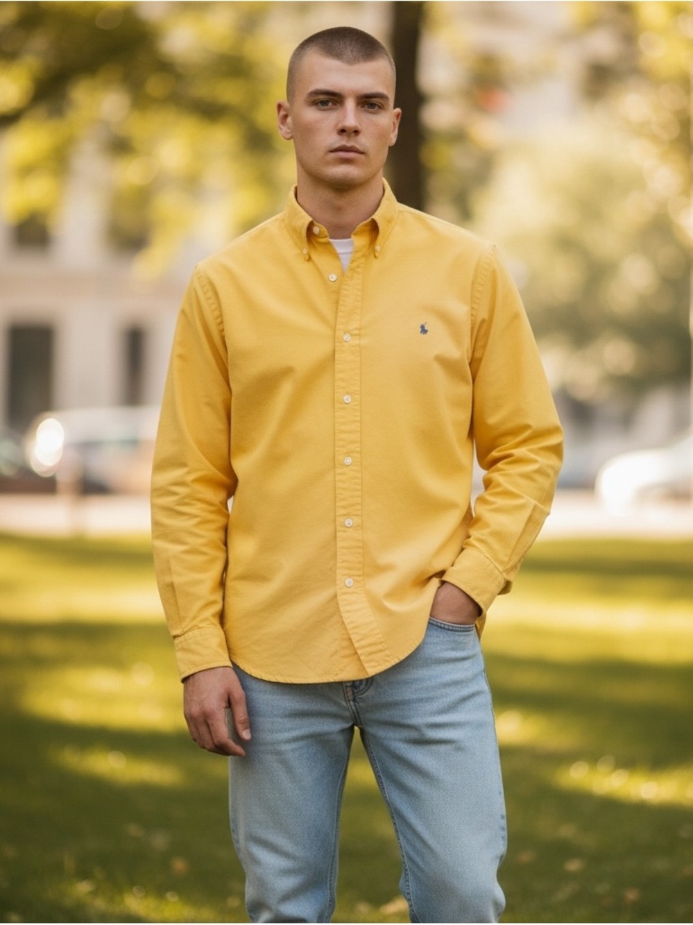 POLO RALPH LAUREN Men’s Medium Yellow Dress Shirt